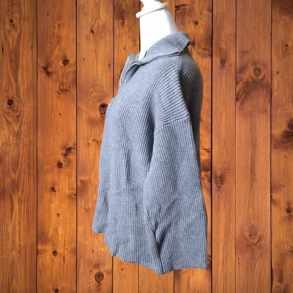 SHEIN Size XS Gray 1/2 Zip Pullover Ribbed Sweater Casual Neutral Classic